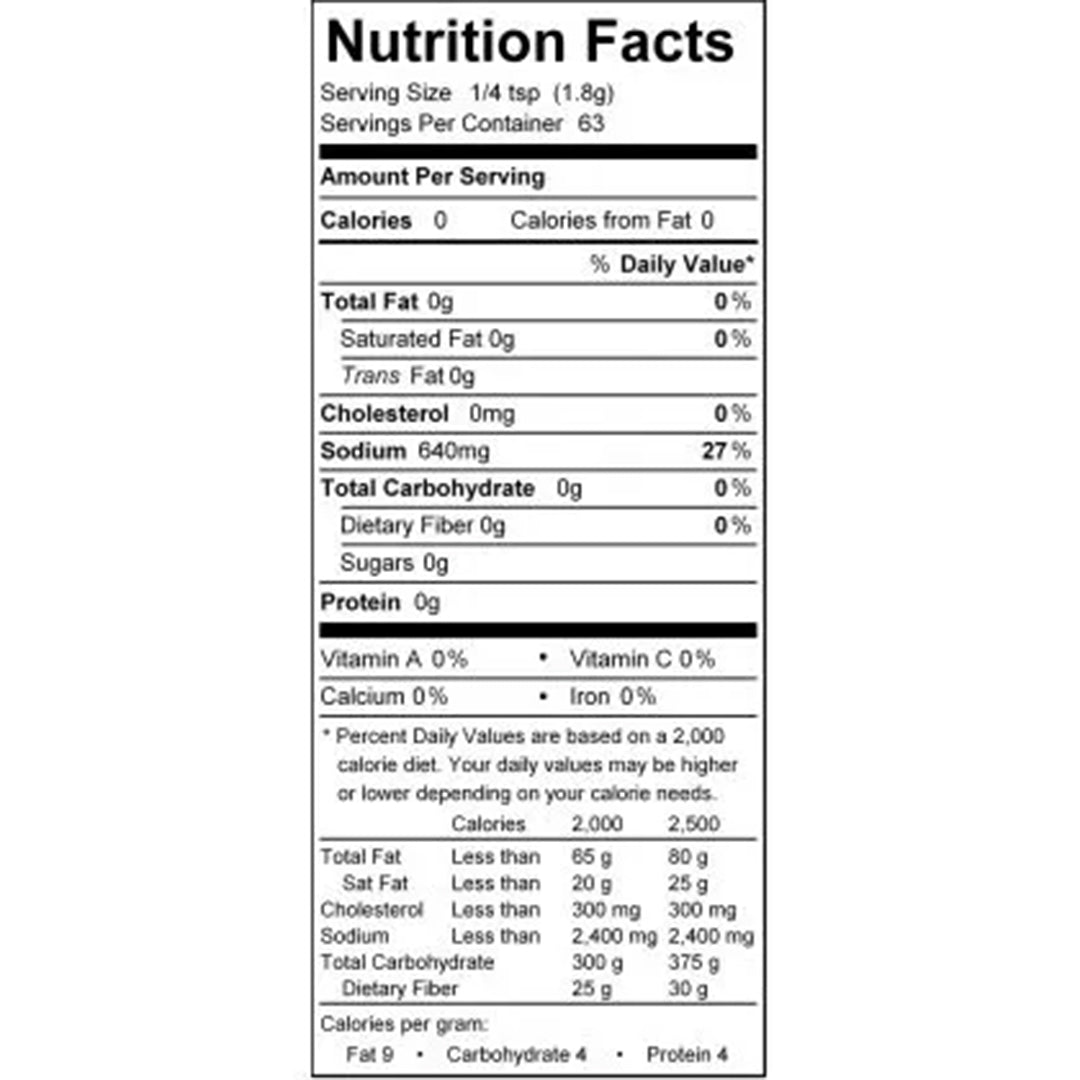 Kahuna Garlic Salt Spice Blend nutrition facts